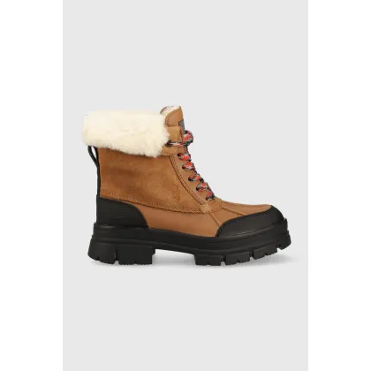 Zdjęcie UGG workery Ashton Addie damskie kolor brązowy na platformie ocieplone 1130524.CHE
