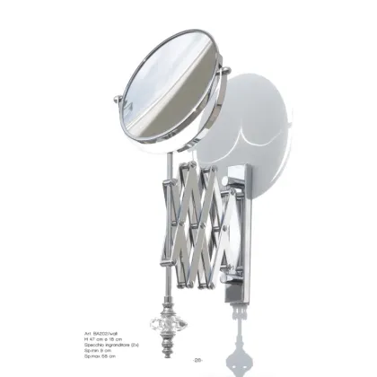 Zdjęcie Mosiężne lustro ścienne z powiększeniem (2×) i kryształem Swarovskiego - Il Paralume Marina