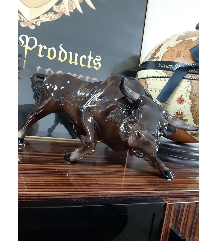obrazek 2 Brązowy byk ceramiczny, idealny prezent na biurko - Il Gattopardo