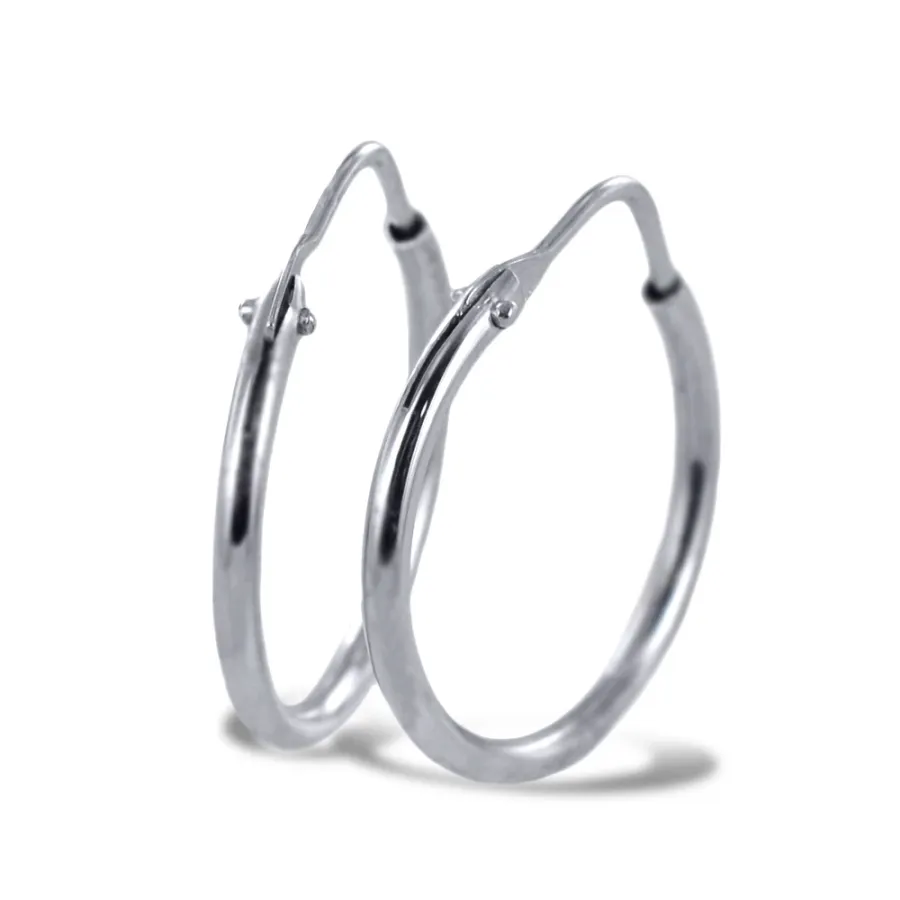 obrazek 6 Cienkie kolczyki koła z białego złota (18 mm)