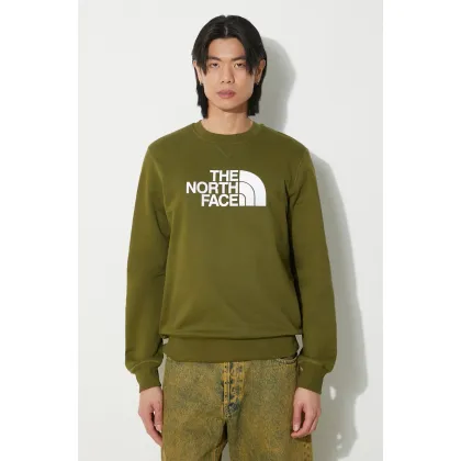 Zdjęcie The North Face bluza bawełniana M Drew Peak Crew męska kolor zielony z nadrukiem NF0A4SVRPIB1