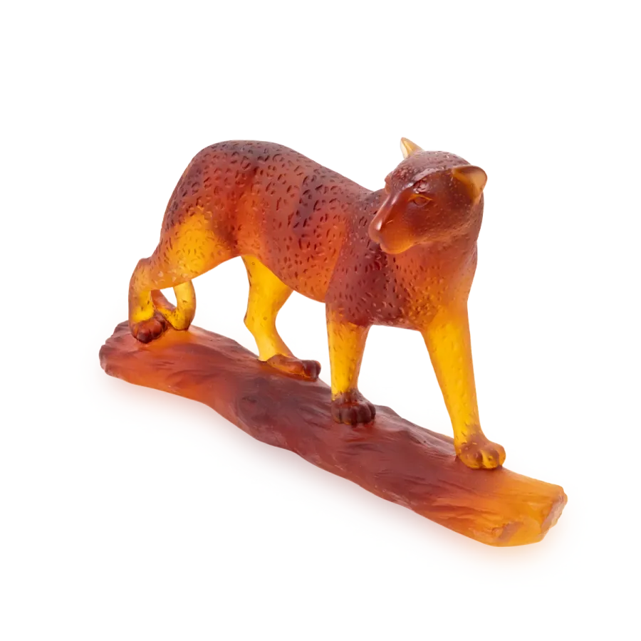 obrazek 2 Niepowtarzalna figurka leoparda w kolorze bursztynu - Daum