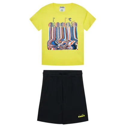 Zdjęcie Diadora Komplet t-shirt i szorty sportowe Logo Drip 102.177131 Żółty Regular Fit