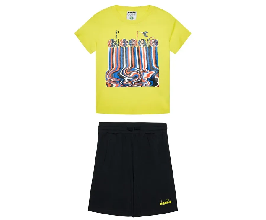 obrazek 1 Diadora Komplet t-shirt i szorty sportowe Logo Drip 102.177131 Żółty Regular Fit