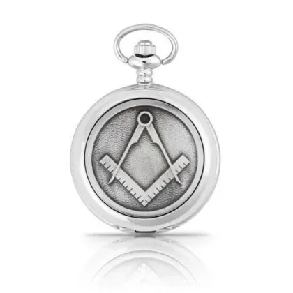 Zdjęcie Stylowy mechaniczny zegarek kieszonkowy zdobiony symbolami masońskimi – ekskluzywny prezent dla mężczyzny