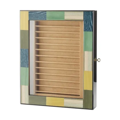 Picture Wall-mounted pen display case made of wood and glass