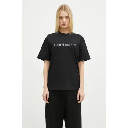 Zdjęcie Carhartt WIP t-shirt bawełniany Rivet Script damski kolor czarny I034406.0M4XX
