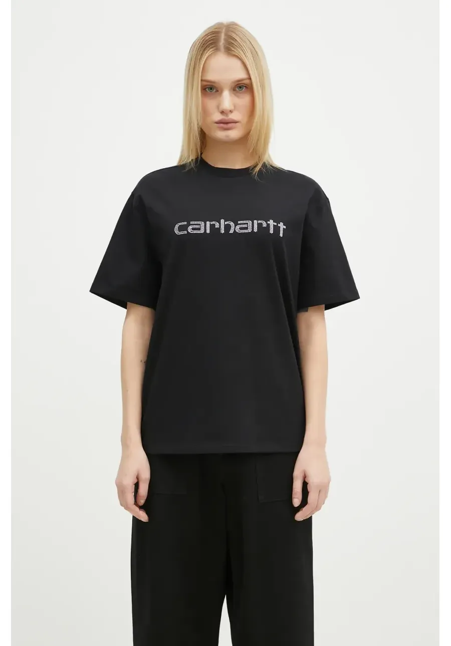 obrazek 1 Carhartt WIP t-shirt bawełniany Rivet Script damski kolor czarny I034406.0M4XX