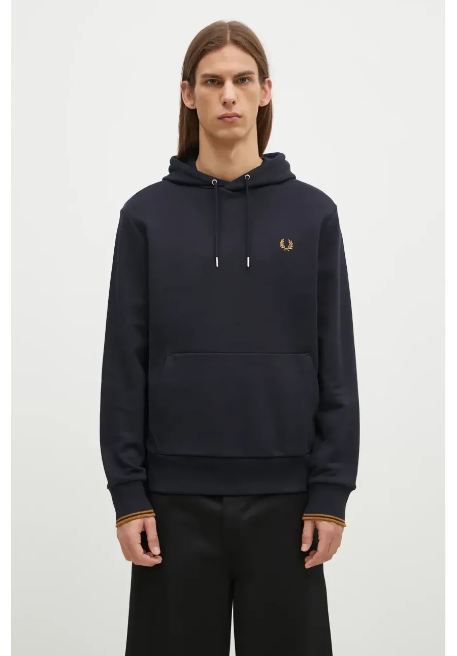 obrazek 1 Fred Perry bluza bawełniana męska kolor granatowy z kapturem gładka M2643.R63