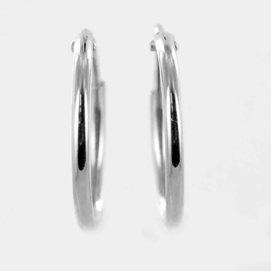 obrazek 3 Cienkie kolczyki koła z białego złota (18 mm)