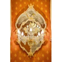 Picture Beautiful, stylish Murano Venetian mirror - wall lamp with five lamps