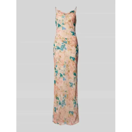 Zdjęcie Sukienka wieczorowa ze wzorem na całej powierzchni i cienkimi ramiączkami