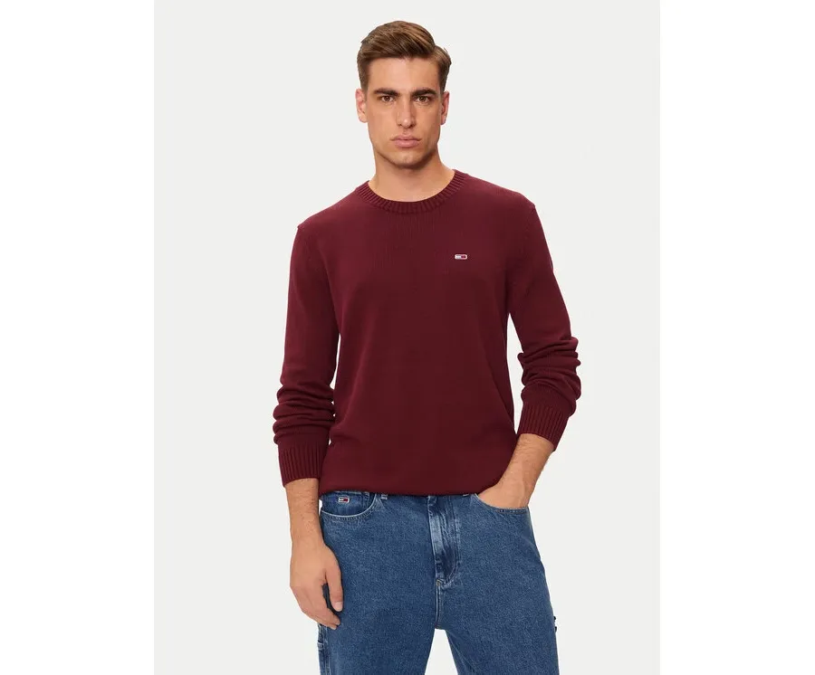 obrazek 1 Tommy Jeans Sweter Essential DM0DM18370 Bordowy Slim Fit