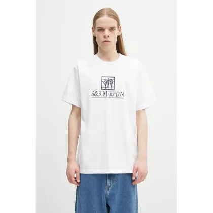 Zdjęcie Sporty & Rich t-shirt bawełniany NY Marathon kolor biały z nadrukiem TO043514133WH01