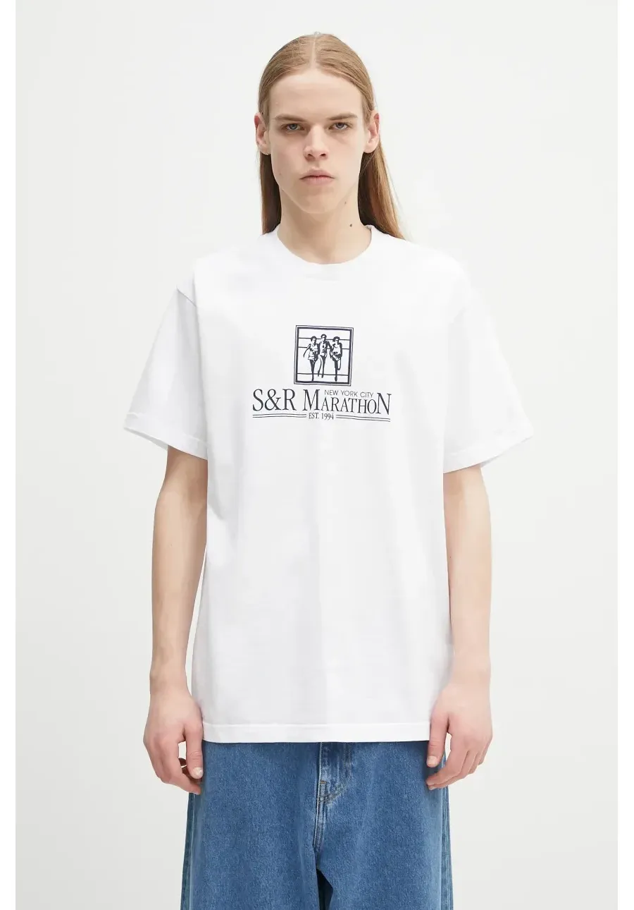 obrazek 1 Sporty & Rich t-shirt bawełniany NY Marathon kolor biały z nadrukiem TO043514133WH01