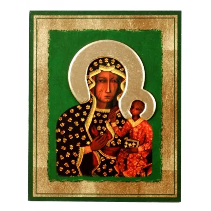 Zdjęcie Elegancka Ikona Złocona z nimbem Matka Boska Częstochowska 20x25 cm