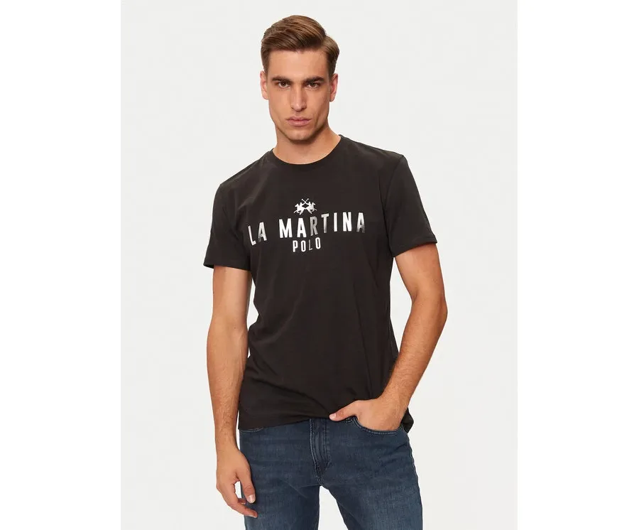 obrazek 1 La Martina T-Shirt ZMR322 JS206 Czarny Regular Fit