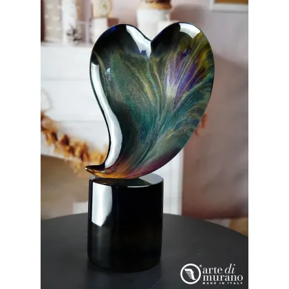 Zdjęcie Abstrakcyjne serce w chalcedonie ze szkła Murano