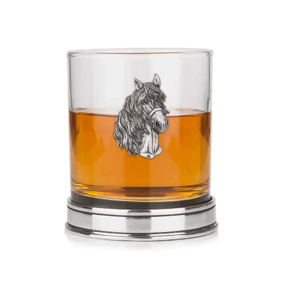 obrazek 1 Ekskluzywny prezent – wyjątkowa szklanka do whisky z głową konia i polerowaną podstawą w kolorze miedzi