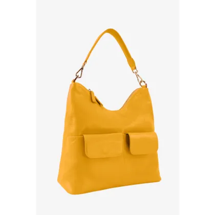 Zdjęcie Stylowa żółta torebka ze skóry na ramię - Terrida