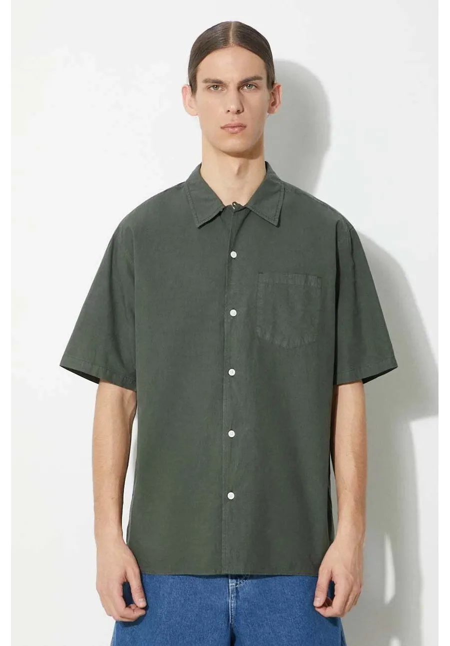 obrazek 1 Norse Projects koszula Carsten Cotton Tencel męska kolor zielony regular z kołnierzykiem klasycznym N40.0579.8022