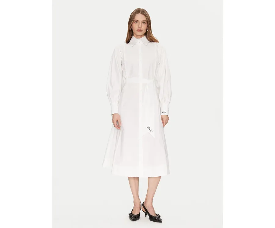 obrazek 1 KARL LAGERFELD Sukienka koszulowa A1W13018 Biały Regular Fit