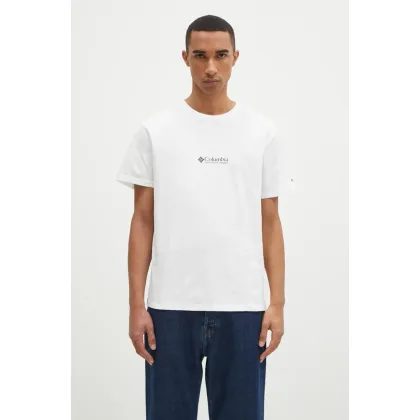 Zdjęcie Columbia t-shirt męski kolor biały z nadrukiem
