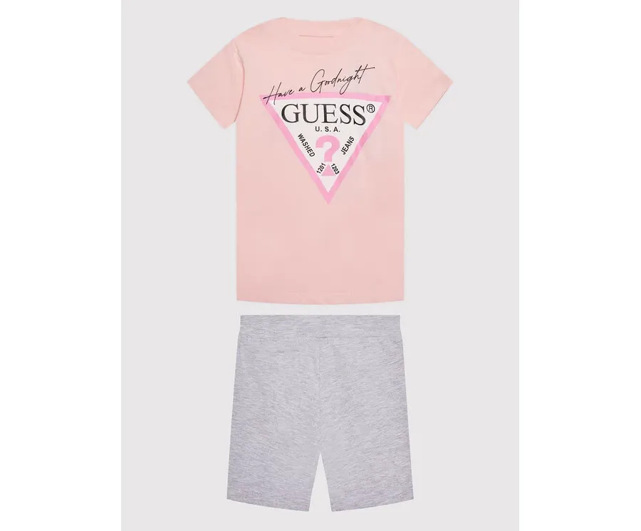 obrazek 1 Guess Komplet t-shirt i szorty sportowe H1BJ10 K8HM0 Różowy Regular Fit