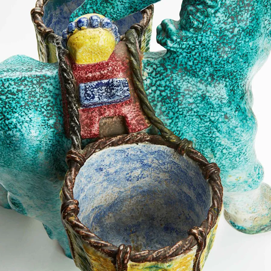 obrazek 4 Duży ceramiczny osioł z koszyczkami na jajka