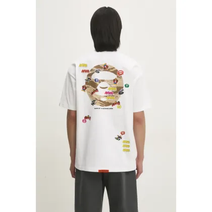 Zdjęcie AAPE t-shirt bawełniany Theme męski kolor biały z nadrukiem AAPTEM1499XXM