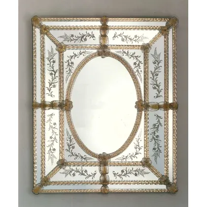 Zdjęcie Szlifowane i grawerowane ręcznie weneckie lustro Murano