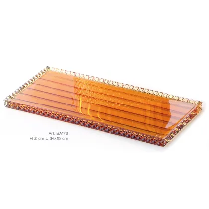 Zdjęcie Stylowa taca na akcesoria wykonana z włoskiego kryształu w kolorze bursztynu - Il Paralume Marina