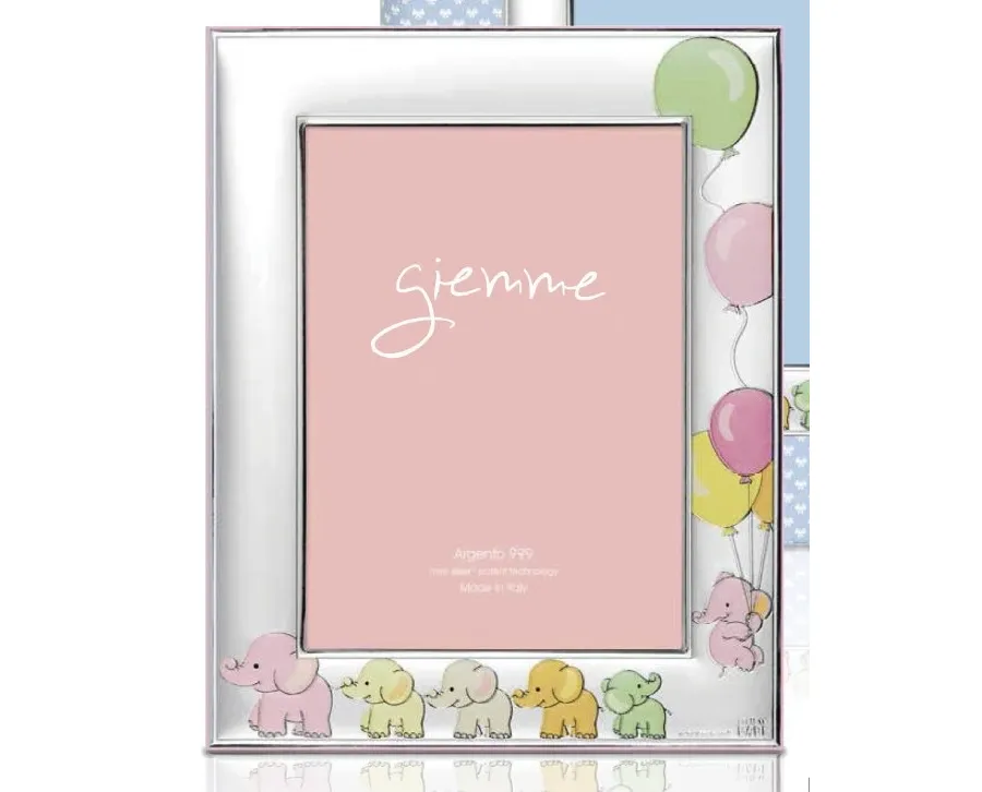 obrazek 1 Stylowa srebrna ramka na zdjęcia 9х13 cm w kolorze niebieskim ze słonikami