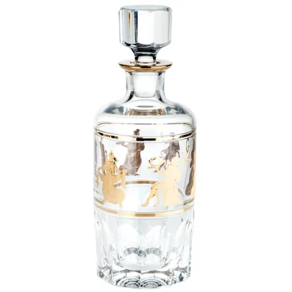 Zdjęcie Stylowa kryształowa karafka do whisky ze złotym motywem dekoracyjnym inspirowanym mitologią i złotym wykończeniem - Vista Alegre