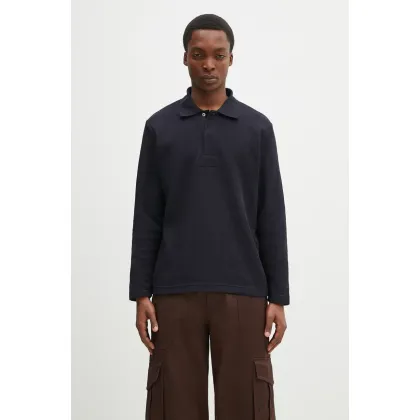 Zdjęcie Norse Projects sweter Ruben Double Face LS Polo męski kolor granatowy N10.0214.7004