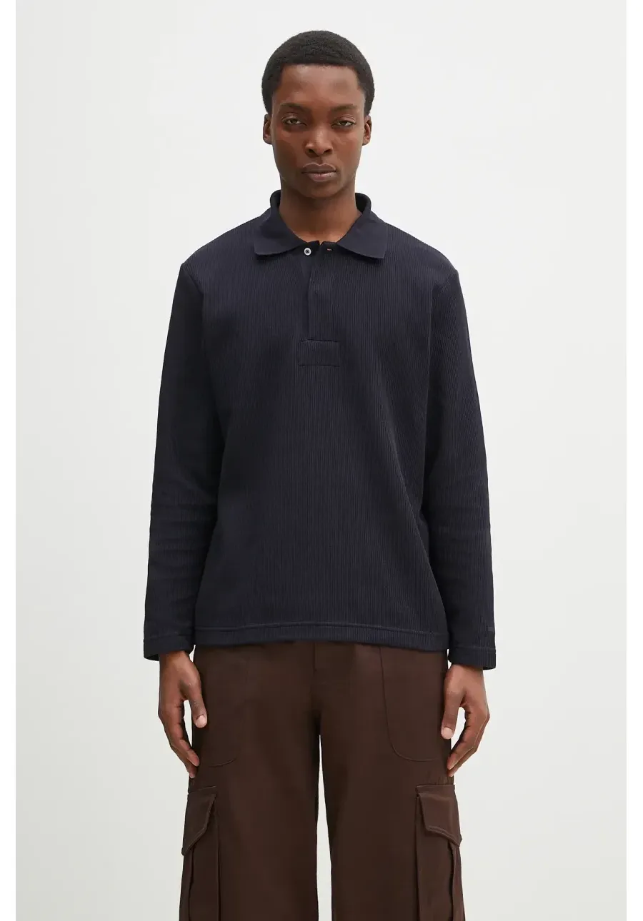 obrazek 1 Norse Projects sweter Ruben Double Face LS Polo męski kolor granatowy N10.0214.7004