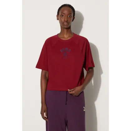 Zdjęcie Puma t-shirt bawełniany Classics Play Paris Relaxed Tee damski kolor bordowy 626808