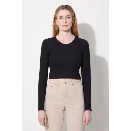 Zdjęcie JW Anderson longsleeve bawełniany Cropped Anchor Embroidery Longsleeve Top kolor czarny JO0211.PG1501.999
