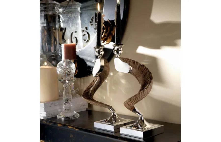 obrazek 1 Zjawiskowa para świeczników z mosiądzu nikolowanego