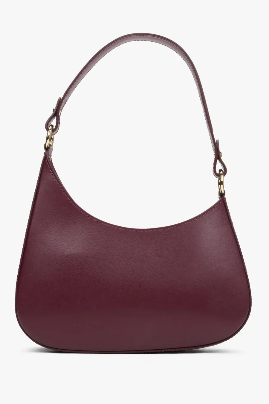 obrazek 1 Estro: Bordowa torebka damska typu shoulder bag z włoskiej skóry naturalnej Premium