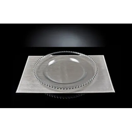 Zdjęcie Luksusowy duży talerz ze srebrnymi perełkami