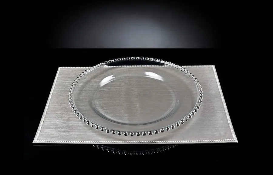 picture 1 Luxury large plate with silver beads