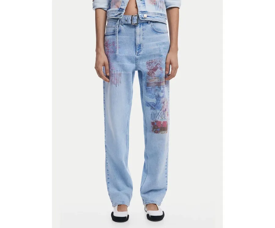 obrazek 1 Desigual Jeansy Hawai 25SWDD13 Niebieski Mom Fit