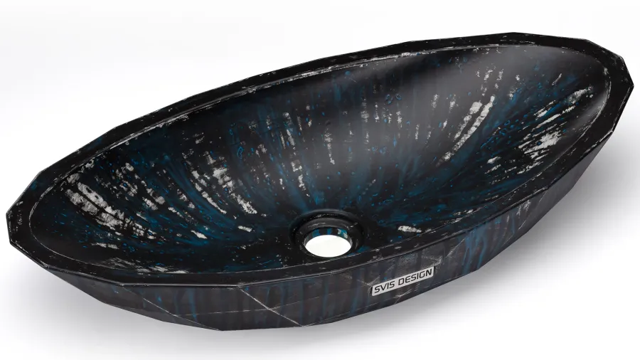 obrazek 2 Unikalna umywalka 60 cm DIAMOND BASIC – BLACKSMITH, czarno-niebieski, lakier matowy