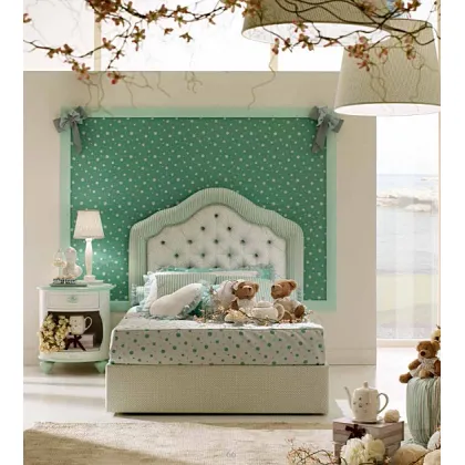 Zdjęcie Łóżko ze schowkiem i tapicerowanym zagłówkiem, do dziecięcego pokoju - Ferretti e ferretti