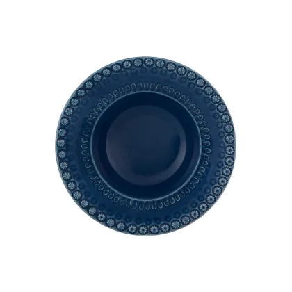 Zdjęcie Niebieski głęboki talerz ceramiczny do zupy - Bordallo Pinheiro