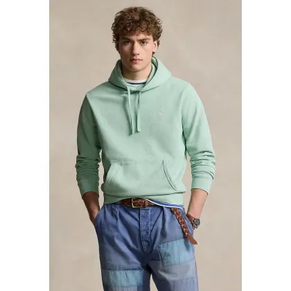 Zdjęcie Polo Ralph Lauren bluza bawełniana męska kolor zielony z kapturem gładka 710916690