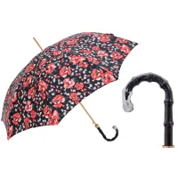 Picture A beautiful black women's umbrella decorated with a unique floral motif - Pasotti