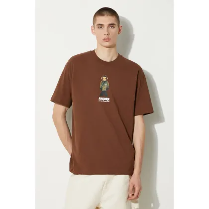 Zdjęcie AAPE t-shirt bawełniany Theme Tee męski kolor brązowy z nadrukiem AAPTEM1498XXM