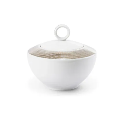 Zdjęcie Nowoczesna cukiernica z porcelany ze srebrnym zdobieniem z kolekcji Angel wings - Leander